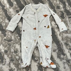 Fall pumpkin caters preemie button down footie